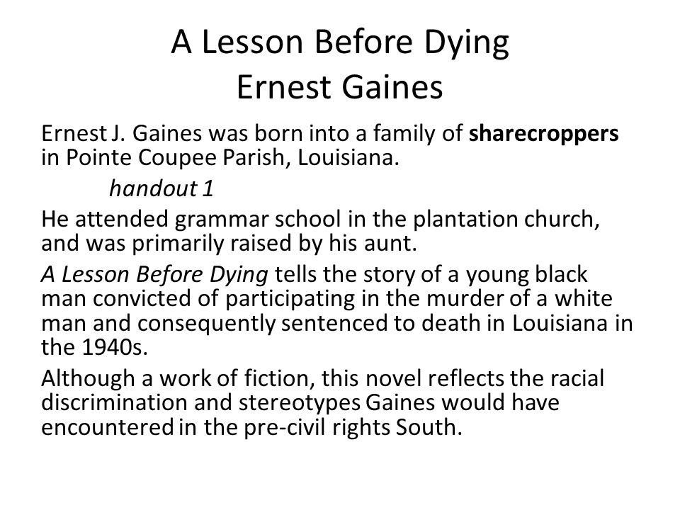 Essay questions on a lesson before dying